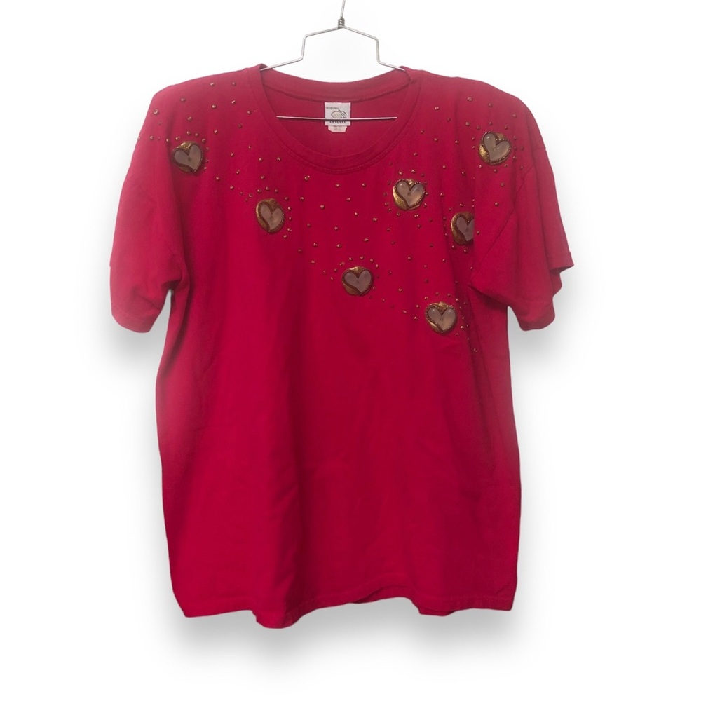 Vintage 90’s Cesucci Heart Appliqué T Shirt bling retro